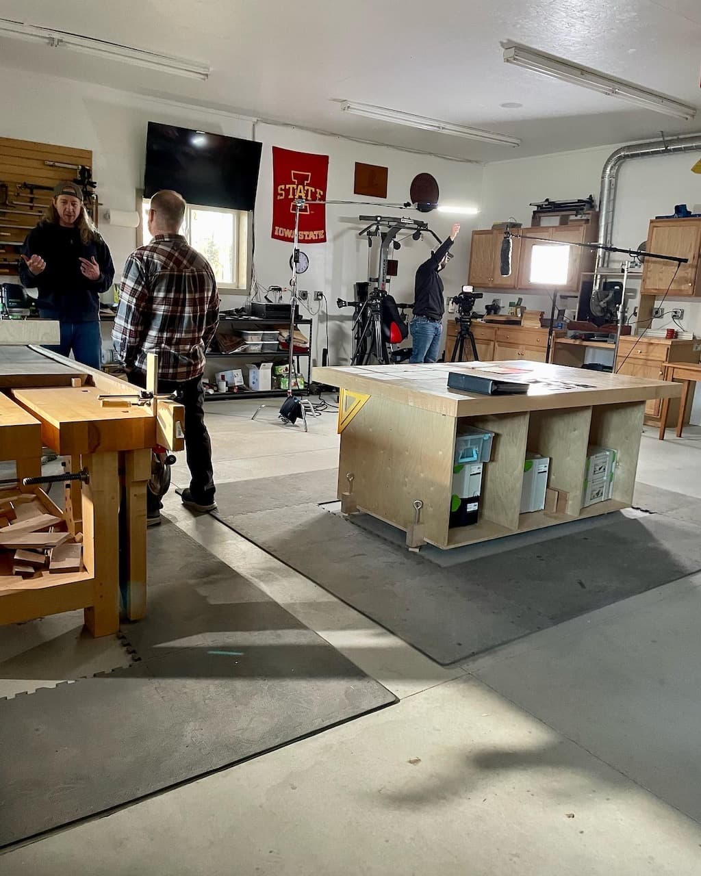 Film crew preparing equipment for the shoot