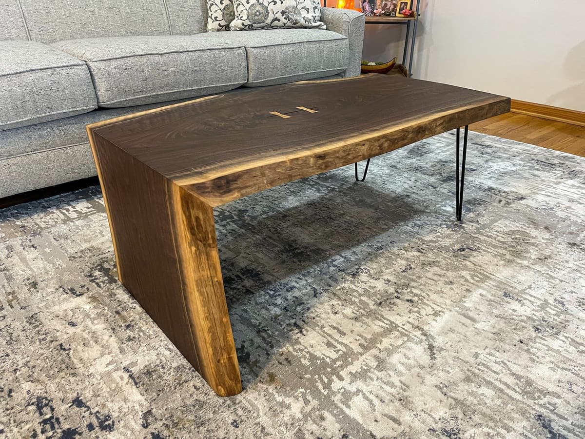 Waterfall table - front view