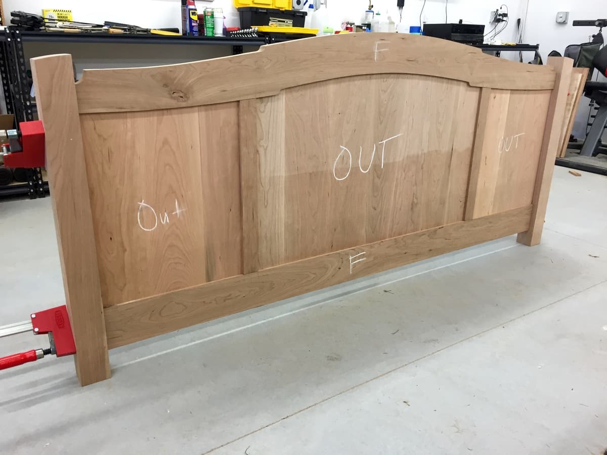 Footboard assembly frame showing structural posts and rail joinery