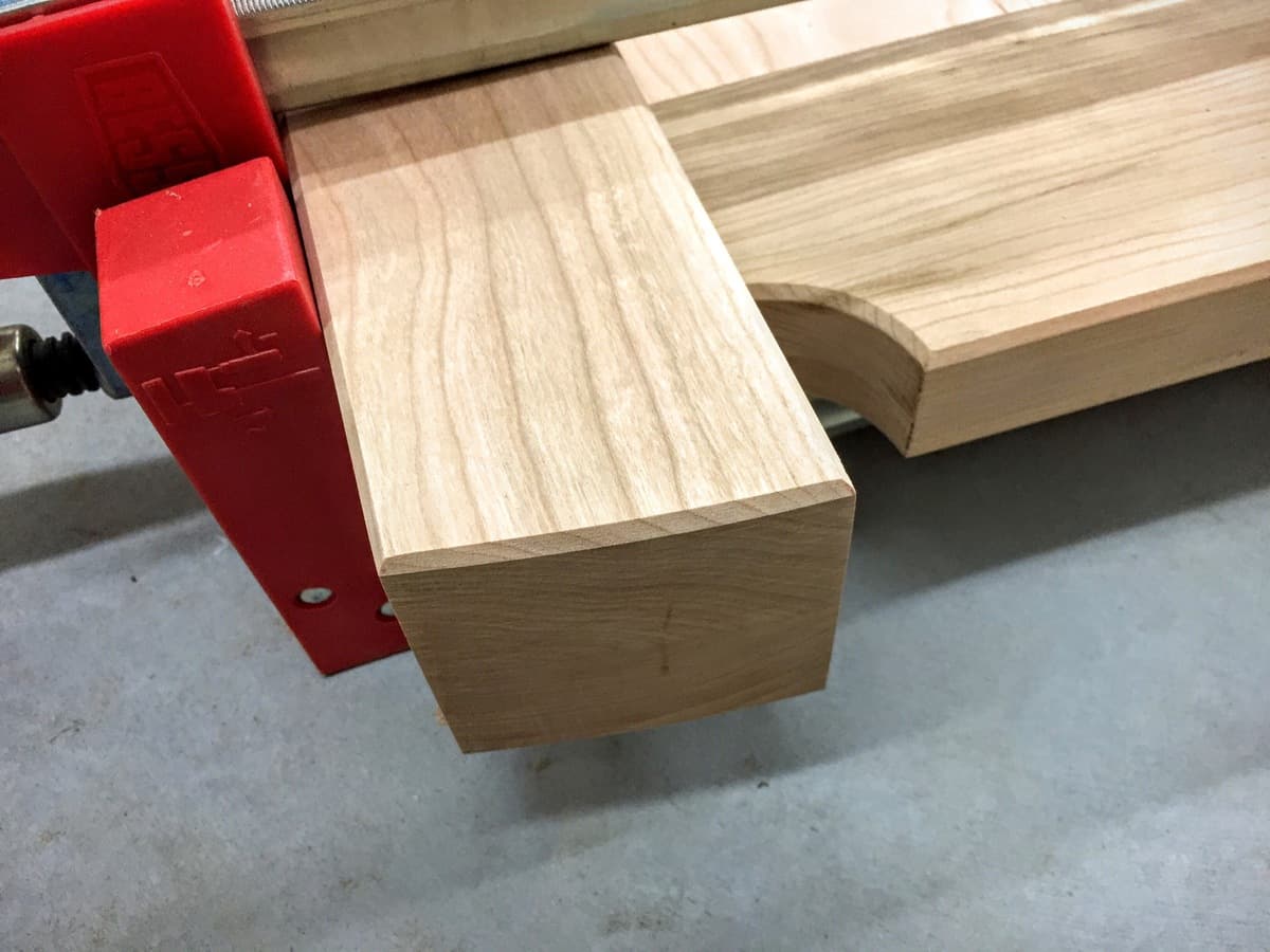 Close-up detail of bed post mortise and tenon wood joinery