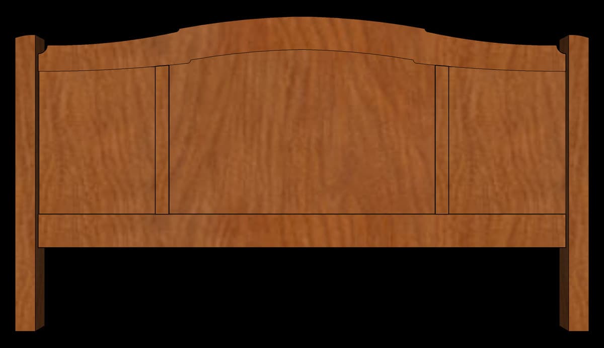 Detailed headboard rendering showing joinery and panel construction