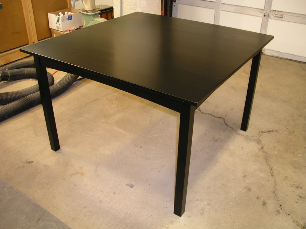 Ebonized kitchen table - finished with India ink deep black color and mortise and tenon joinery legs