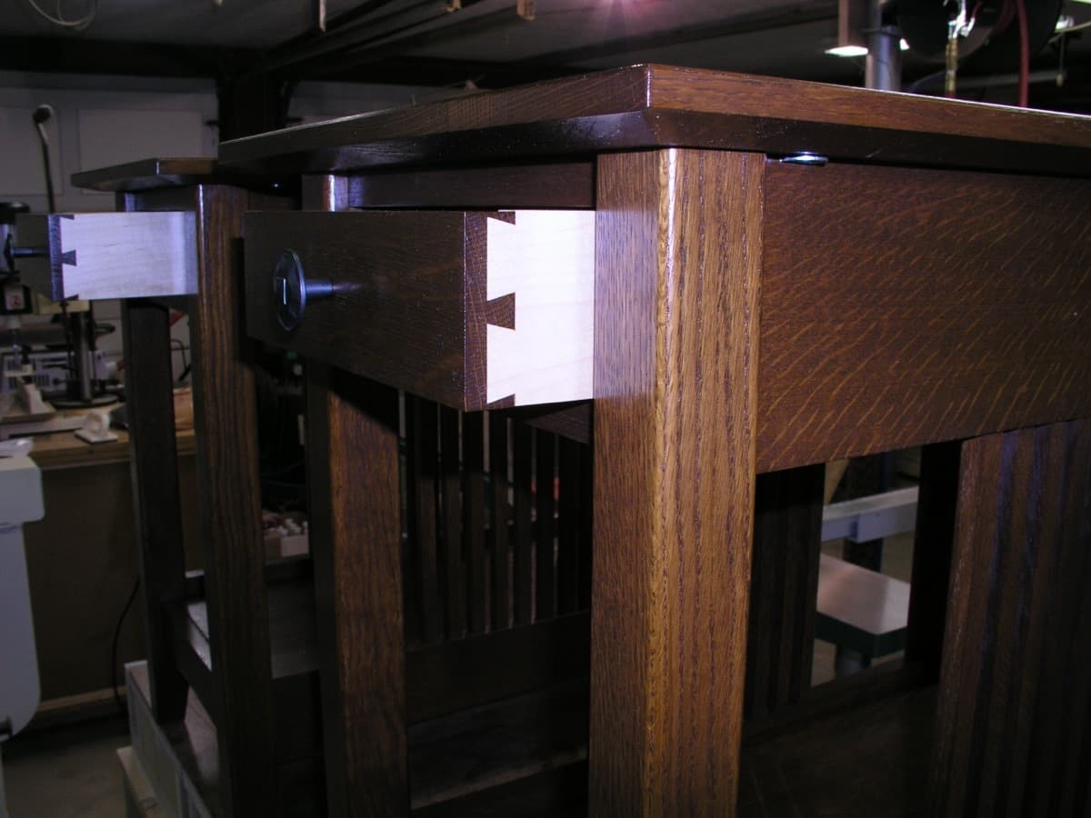 Mission end tables - drawer detail