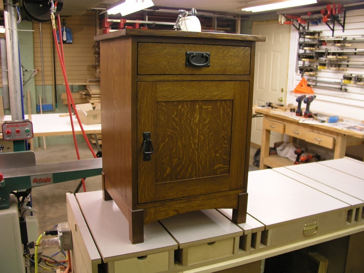 Nightstand - finished quarter-sawn white oak with hardware pull