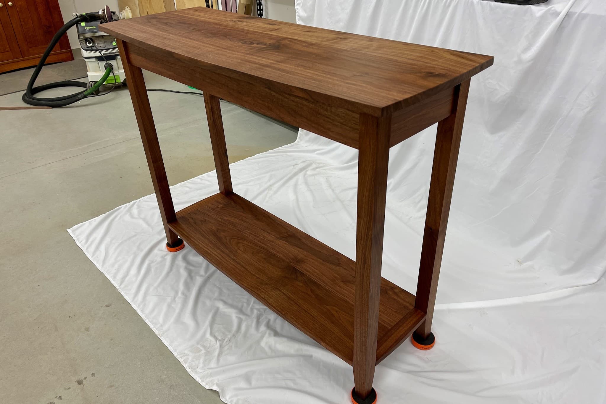 Walnut sofa table - top view