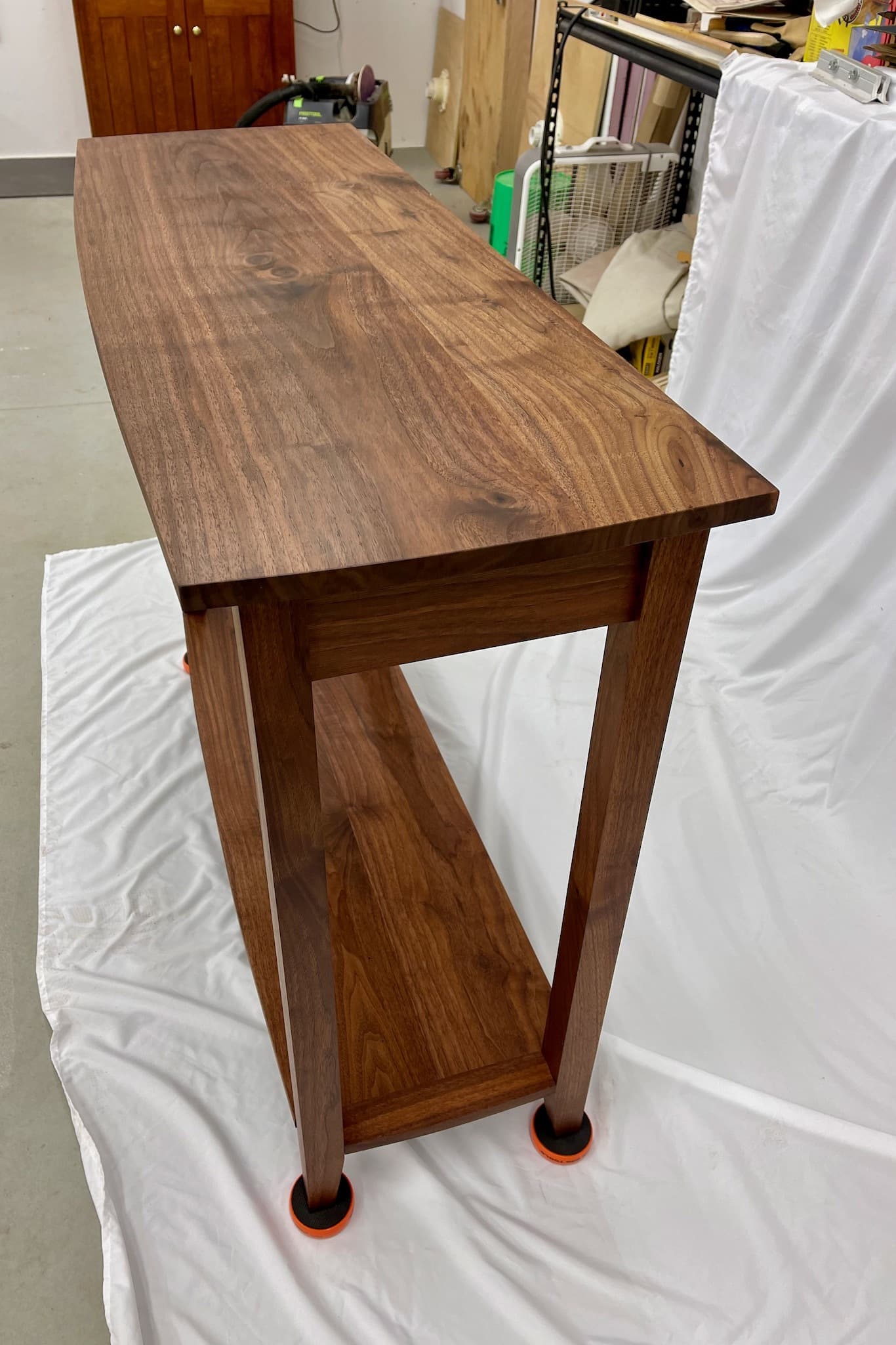 Walnut sofa table - side view